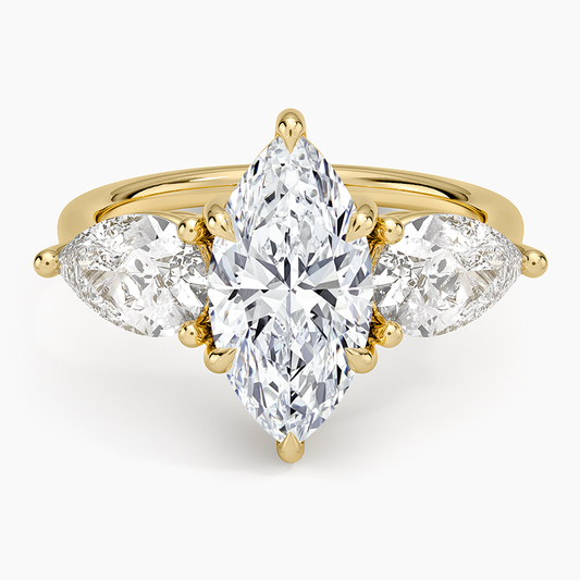 Luxe Opera Three Stone Diamond Ring (1 1/3 ct. tw.) - Marquise Center Stone