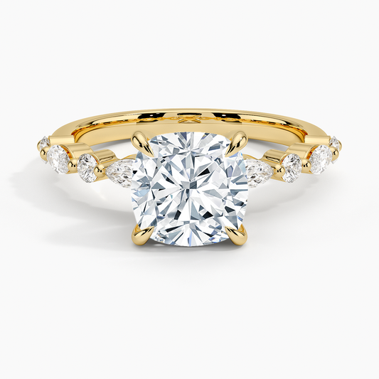 Versailles Half Coverage Diamond Ring (1/3 ct. tw.) - Cushion Cut Center Stone