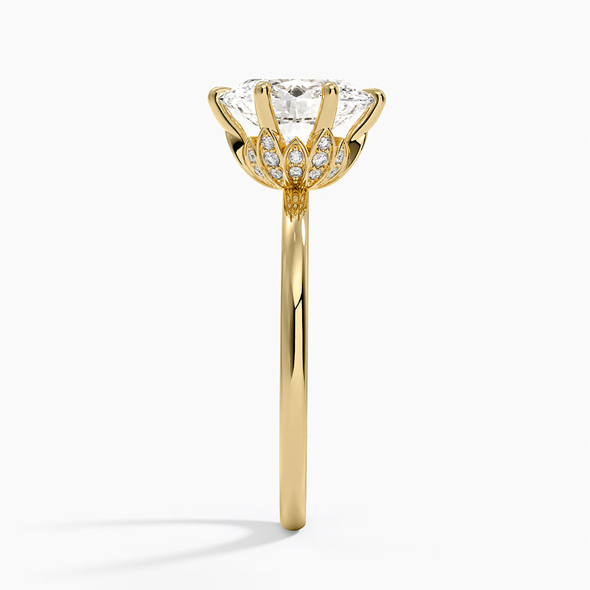 Petal Six Prong Diamond Ring - Oval Center Stone