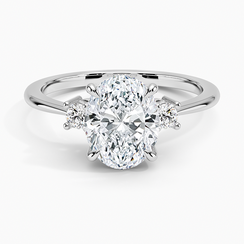 Petite Selene Three Stone Diamond Ring (1/10 ct. tw.) - Oval Center Stone