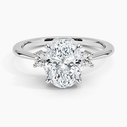 Petite Selene Three Stone Diamond Ring (1/10 ct. tw.) - Oval Center Stone