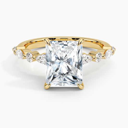 Versailles Half Coverage Diamond Ring (1/3 ct. tw.) - Radiant Cut Center Stone