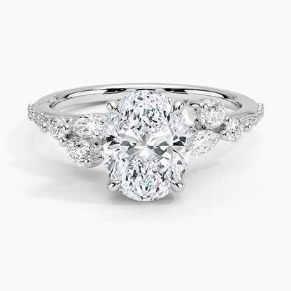 Luxe Camellia Milgrain Diamond Ring - Oval Center Stone