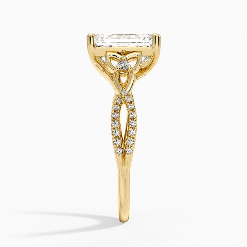 Luxe Celtic Love Knot Diamond Ring - Emerald Cut Center Stone