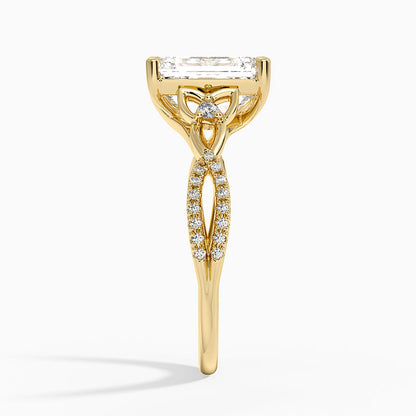 Luxe Celtic Love Knot Diamond Ring - Emerald Cut Center Stone