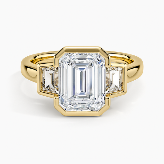 Seamless Trapezoid Three Stone Diamond Ring (1/2 ct. tw.) - Emerald Cut Center Stone