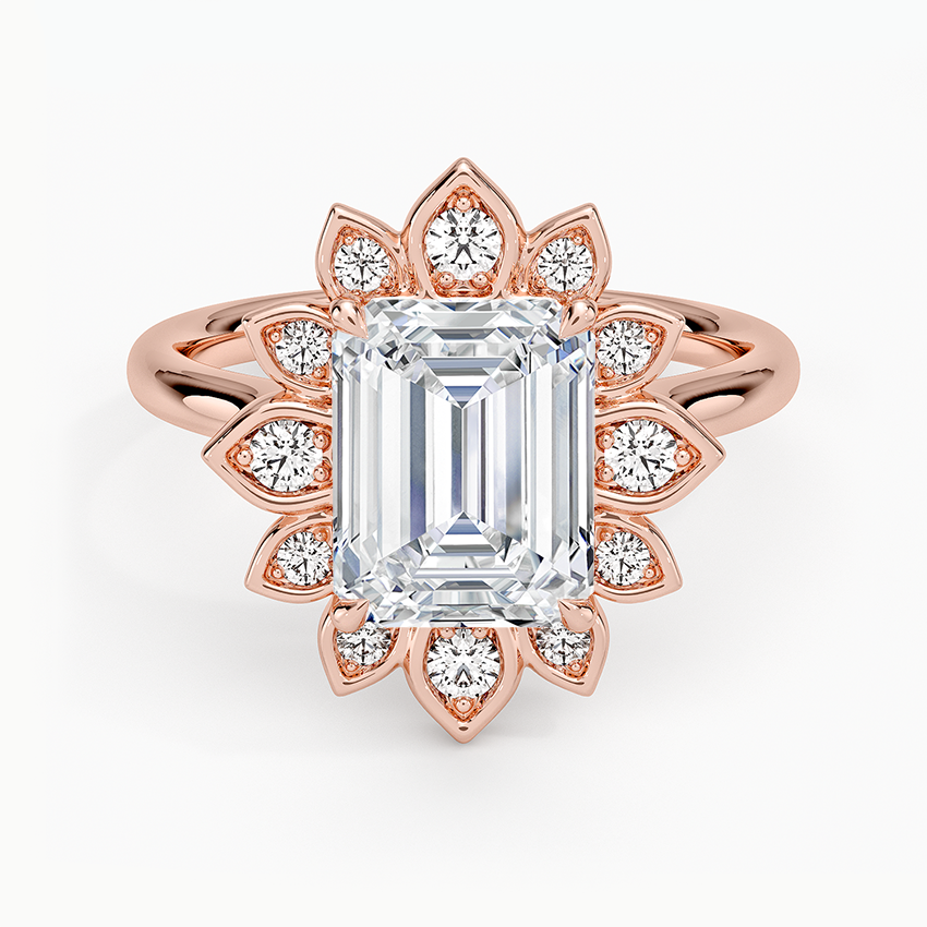 Fiore Halo Diamond Ring (1/4 ct. tw.) - Emerald Cut Center Stone