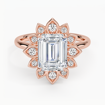 Fiore Halo Diamond Ring (1/4 ct. tw.) - Emerald Cut Center Stone