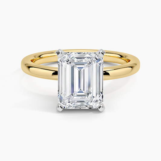 Comfort Fit 2mm Solitaire Ring - Emerald Cut Center Stone