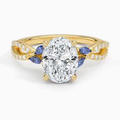 Luxe Willow Sapphire and Diamond Ring (1/8 ct. tw.) - Oval Center Stone