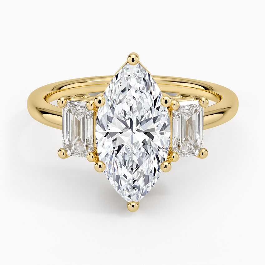 Luxe Rhiannon Three Stone Diamond Ring (3/4 ct. tw.) - Marquise Cut Center Stone