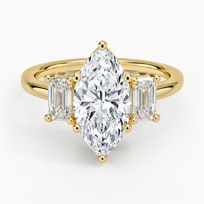 Luxe Rhiannon Three Stone Diamond Ring (3/4 ct. tw.) - Marquise Cut Center Stone