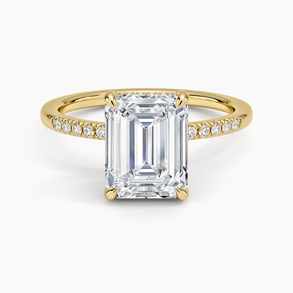 Viviana One-Quarter Coverage Diamond Ring - Emerald Cut Center Stone