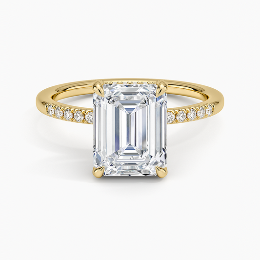 Viviana One-Quarter Coverage Diamond Ring - Emerald Cut Center Stone