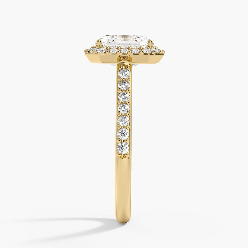 Halo Diamond Ring with Side Stones (1/3 ct. tw.) - Asscher Cut Center Stone