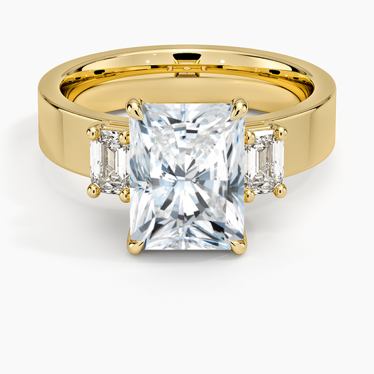 Peyton Emerald Cut Three Stone Diamond Ring (1/2 ct. tw.) - Radiant Cut Center Stone
