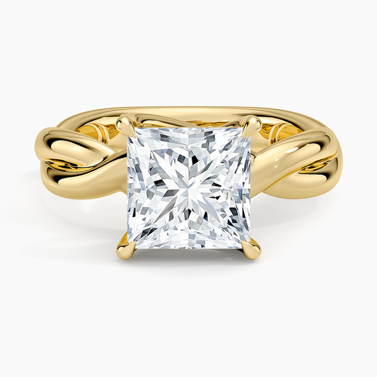 Hazel Twist Solitaire Diamond Ring - Princess Cut Center Stone