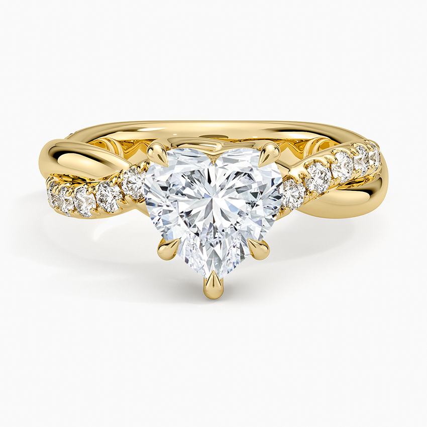 Cascade Twisted Diamond Ring - Heart Cut Center Stone