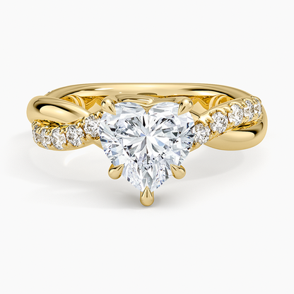 Cascade Twisted Diamond Ring - Heart Cut Center Stone