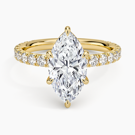 Luxe French Pavé Perfect Fit Diamond Ring (1/2 ct. tw.) - Marquise Cut Center Stone