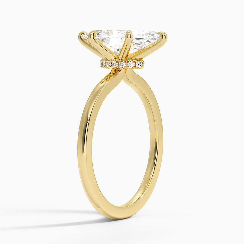 Secret Halo Six-Prong Diamond Ring - Marquise Center Stone