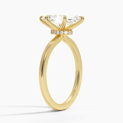 Secret Halo Six-Prong Diamond Ring - Marquise Center Stone