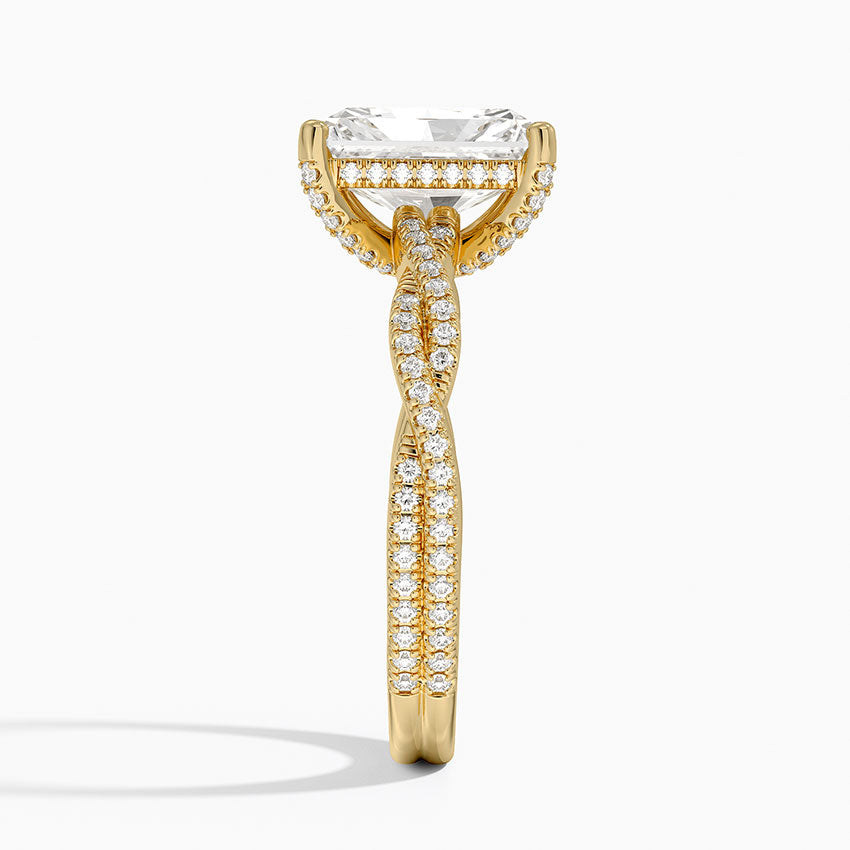 Adorned Luxe Petite Twisted Vine Diamond Ring - Radiant Cut Center Stone