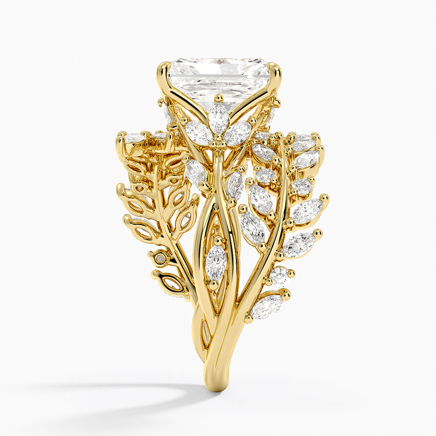 Secret Garden Wrap Diamond Ring - Radiant Cut Center Stone
