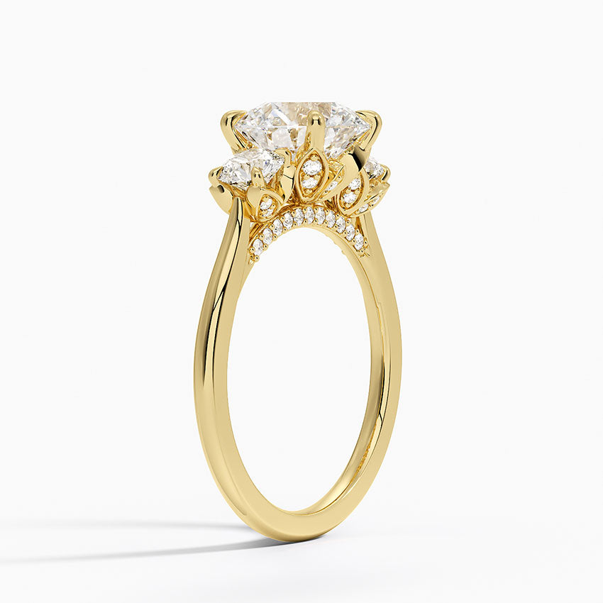 Petal Three Stone Diamond Ring (2/3 ct. tw.) - Round Cut Center Stone