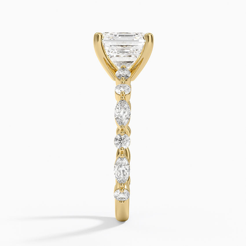 Versailles Three-Quarter Coverage Diamond Ring (1/2 ct. tw.) - Asscher Cut Center Stone