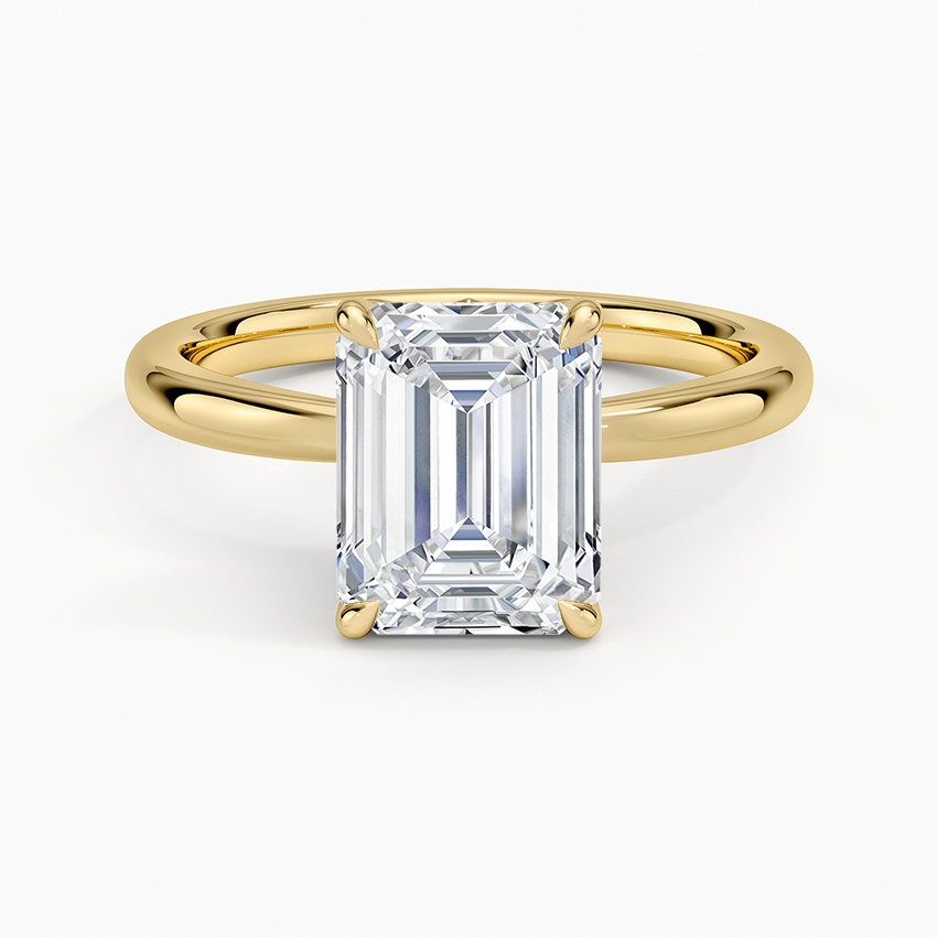 Petal 2mm Solitaire Ring - Emerald Cut Center Stone