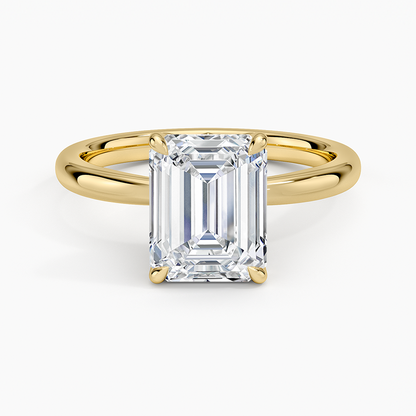 Petal 2mm Solitaire Ring - Emerald Cut Center Stone