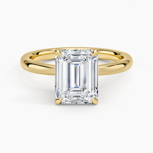 Petal 2mm Solitaire Ring - Emerald Cut Center Stone