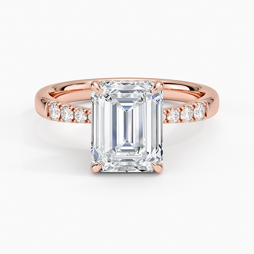Bella Hidden Halo Diamond Ring (1/5 ct. tw.) - Emerald Cut Center Stone
