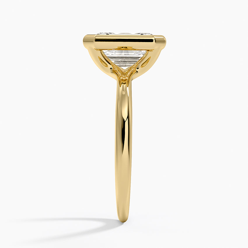 Freesia Bezel Solitaire Ring - Emerald Cut Center Stone