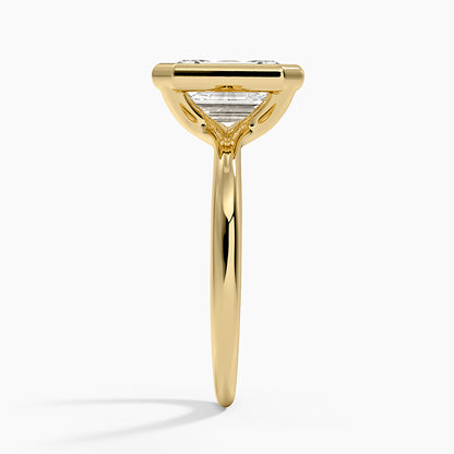 Freesia Bezel Solitaire Ring - Emerald Cut Center Stone