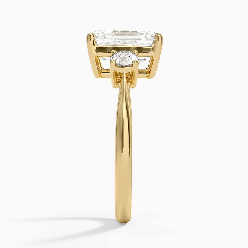 Selene Three Stone Diamond Ring (1/3 ct. tw.) - Emerald Cut Center Stone