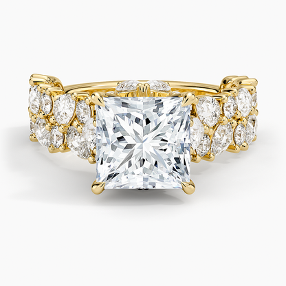 Olivetta Double Row Diamond Ring (2 1/2 ct. tw.) - Princess Cut Center Stone