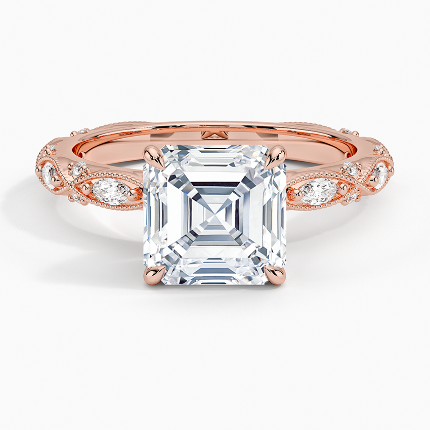Celestia Milgrain Diamond Ring (1/4 ct. tw.) - Asscher Cut Center Stone