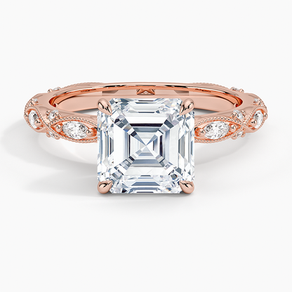 Celestia Milgrain Diamond Ring (1/4 ct. tw.) - Asscher Cut Center Stone