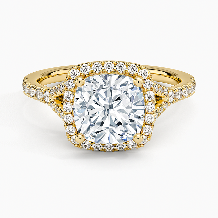 Joy Half Coverage Diamond Ring - Cushion Cut Center Stone