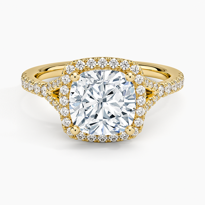 Joy Half Coverage Diamond Ring - Cushion Cut Center Stone