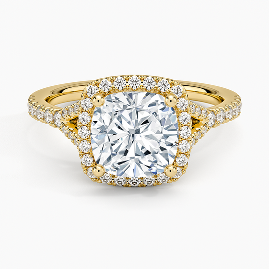 Joy Half Coverage Diamond Ring - Cushion Cut Center Stone