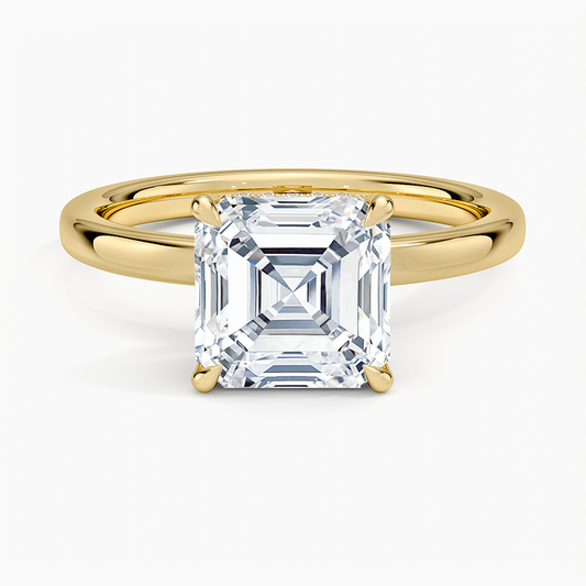 Lumiere 2mm Diamond Ring (1/8 ct. tw.) - Asscher Cut Center Stone