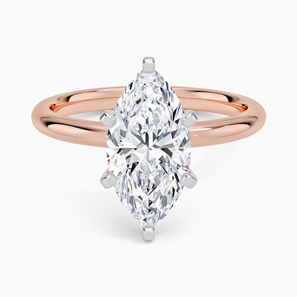 Comfort Fit 2mm Six-Prong Solitaire Ring - Marquise Center Stone