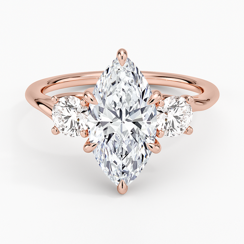Luxe Delilah Three Stone Diamond Ring - Marquise Center Stone