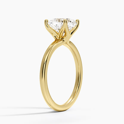 Fleur Solitaire Ring - Cushion Cut Center Stone