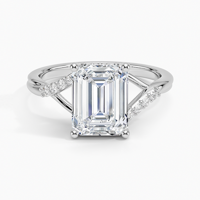 Chamise Hidden Halo Diamond Ring - Emerald Cut Center Stone