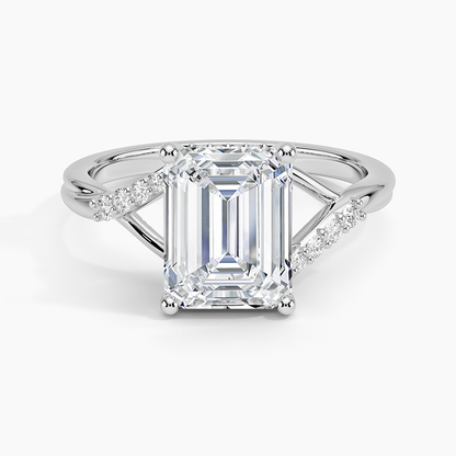 Chamise Hidden Halo Diamond Ring - Emerald Cut Center Stone