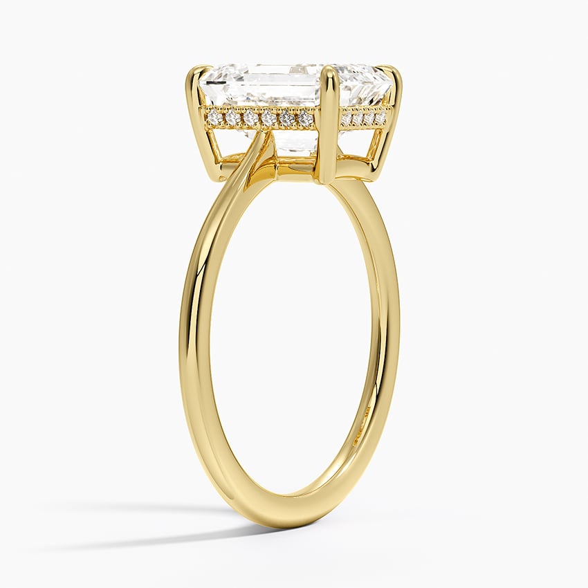 Elle Hidden Halo Diamond Ring - Emerald Cut Center Stone